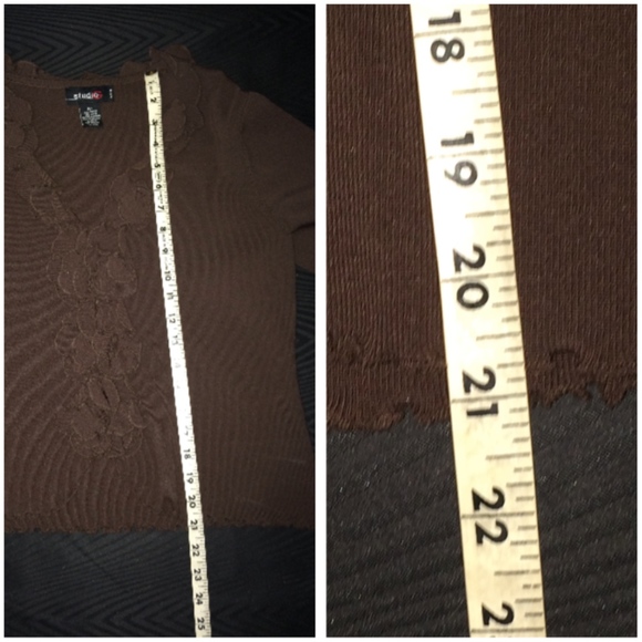 Long sleeve brown sheer dressy ruffled shirt blouse - Get this shirt free - Picture 6 of 8